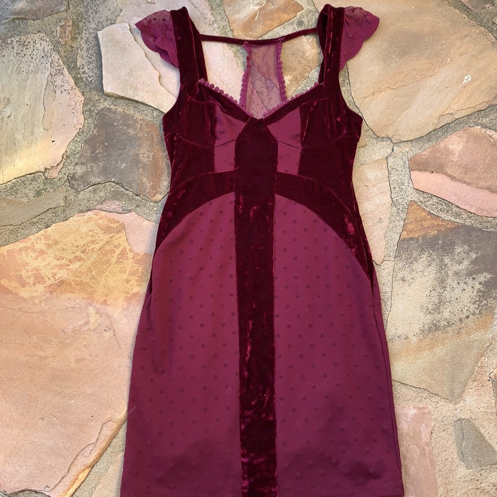 Free People Dress Size XS Sweetheart Neck Mini Dress Red